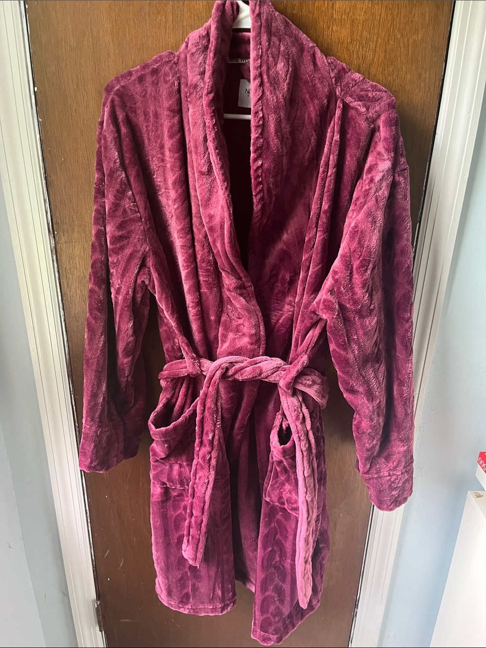 Nine West Plush Velvet Robe in Deep Berry